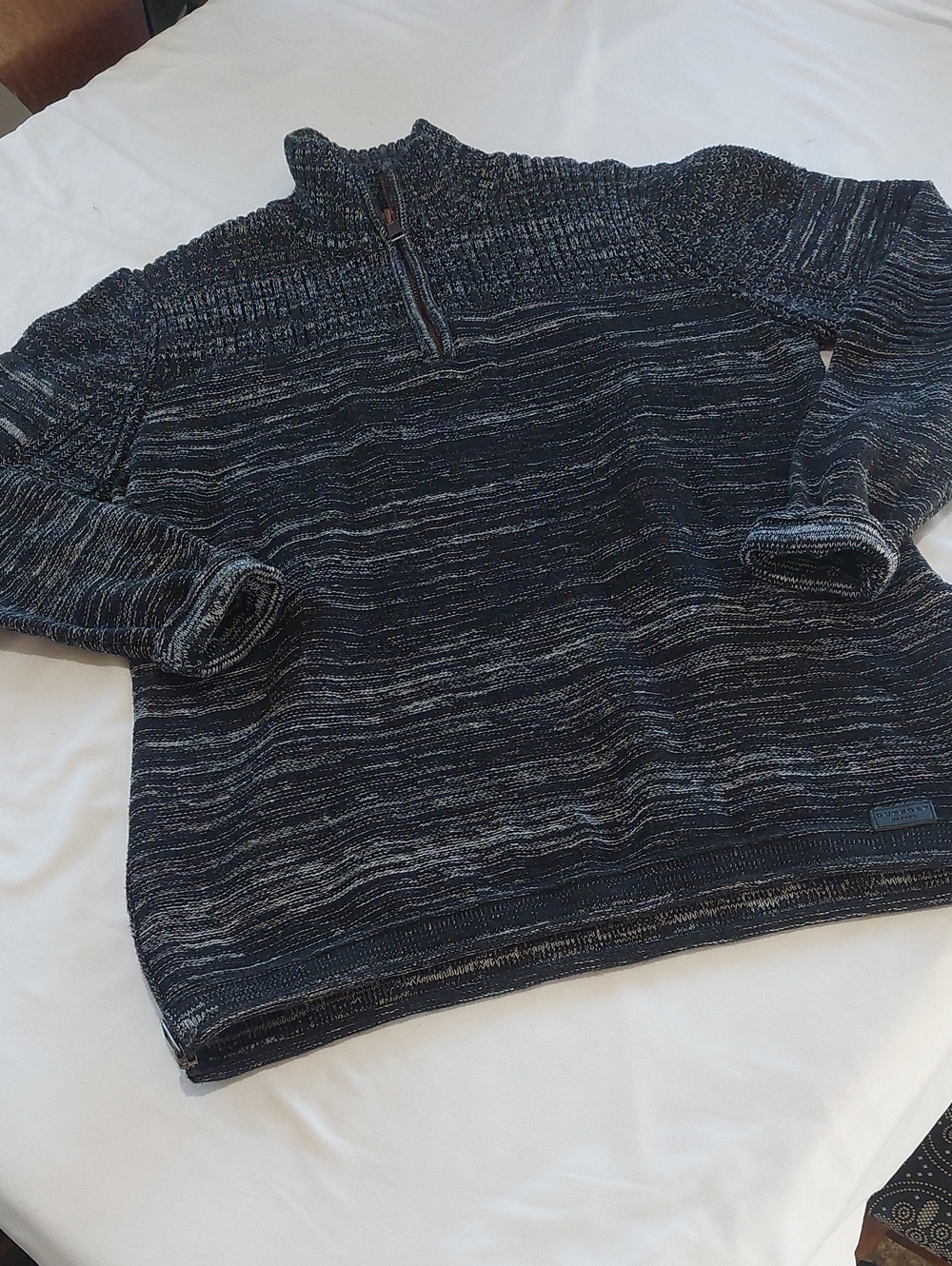 Outpost Makers Men's Half-Zip Heathered Black Sweater.zippers On The Sides.LARGE